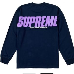 Supreme navy blue long sleeve shirt
